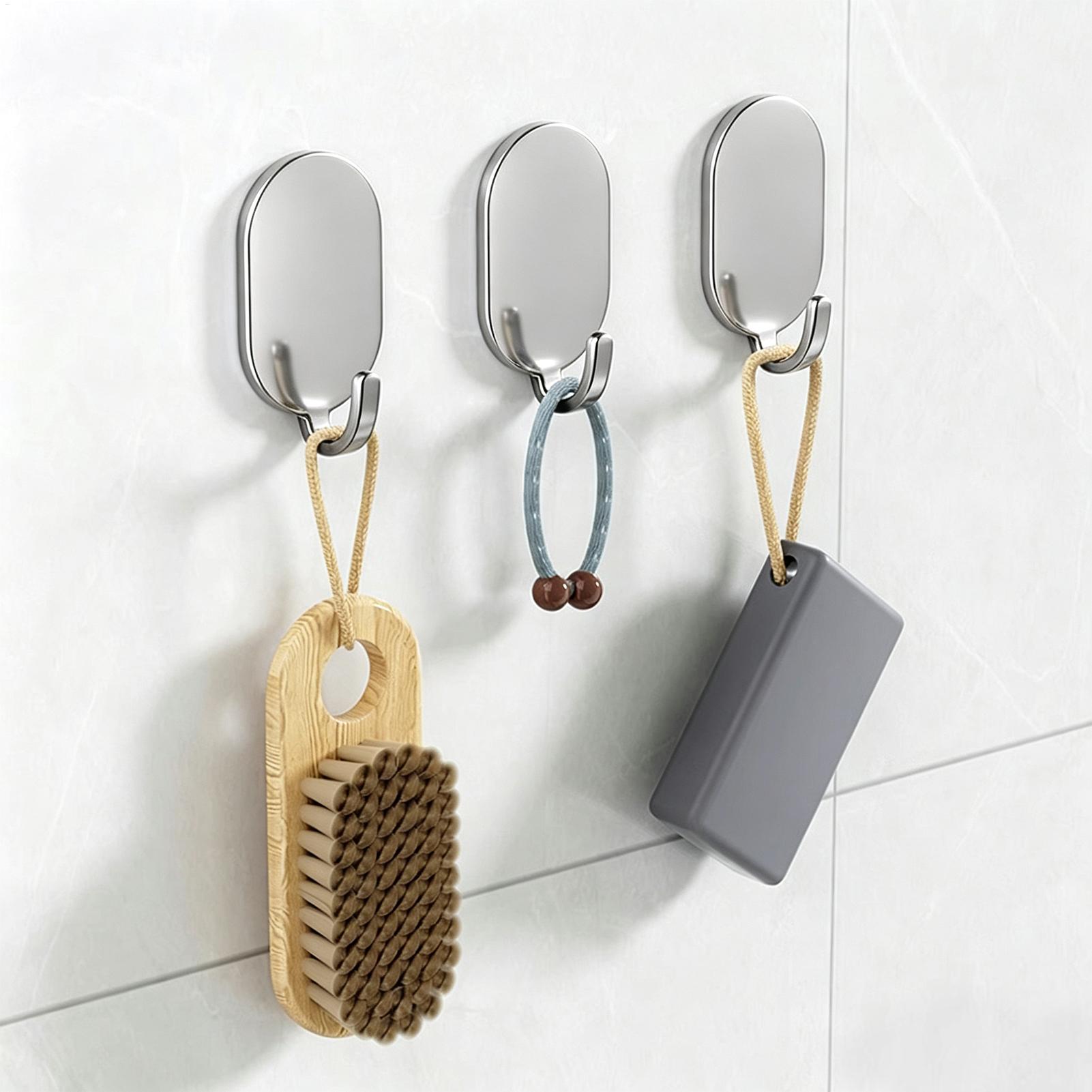 Home Bathroom Organizer - Waterproof Strong Adhesive Hooks 5 Pieces