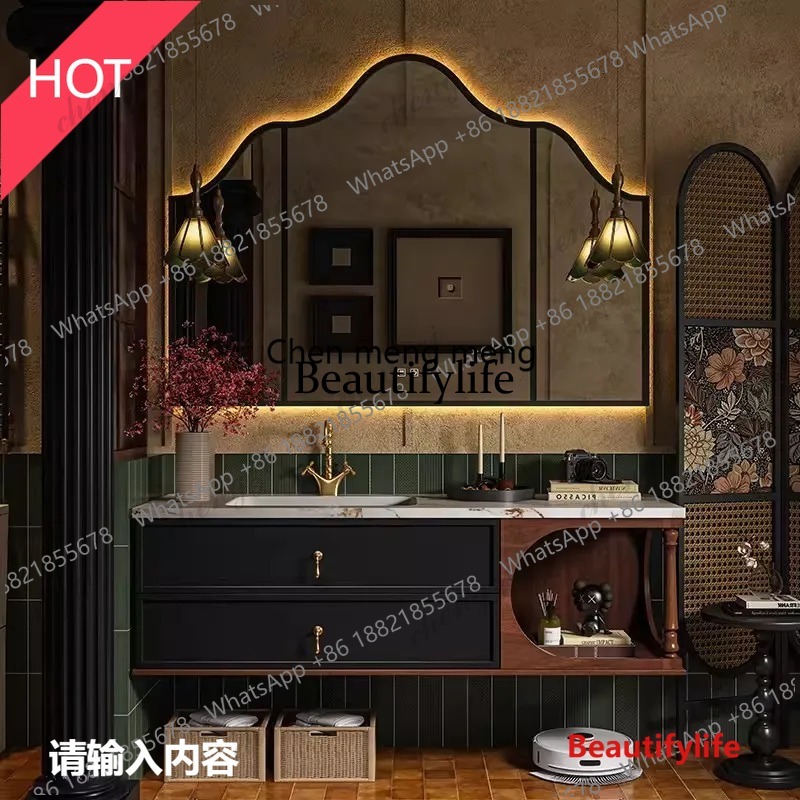 03 French Retro Solid Oak Lacq - Home Bathroom Vanity Combo 评论和价格
