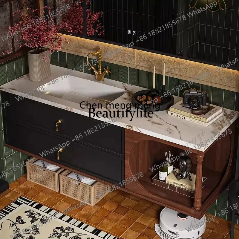 03 French Retro Solid Oak Lacq - Home Bathroom Vanity Combo 评论和价格