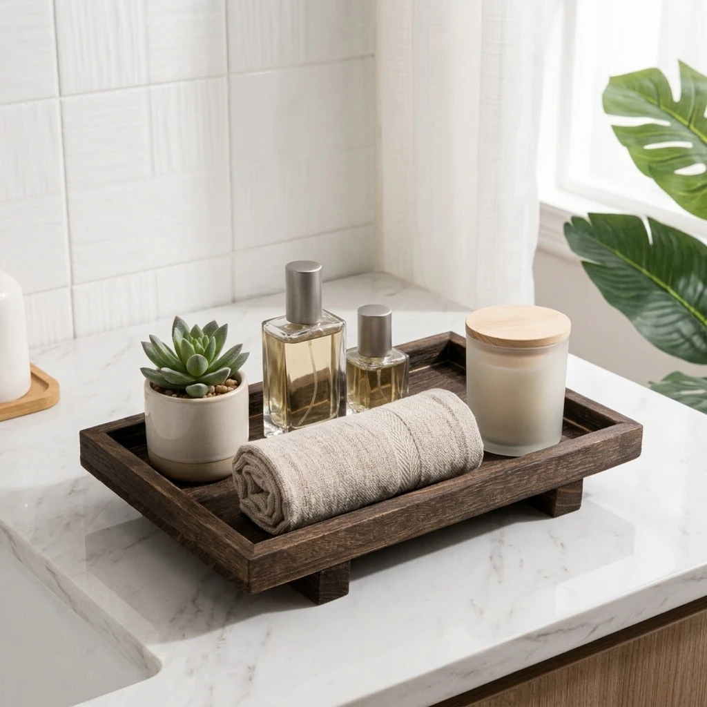 Retro Wooden Desk Storage Tray - Home Edit Bathroom Storage 评论和价格